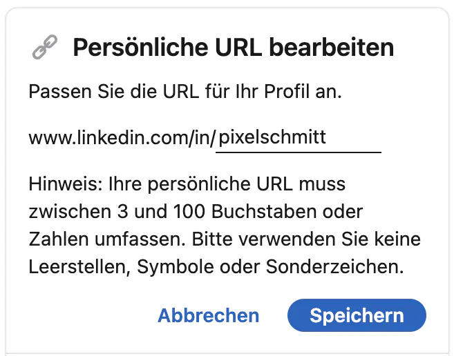 LinkedIn Profil optimieren: Deine Profil URL